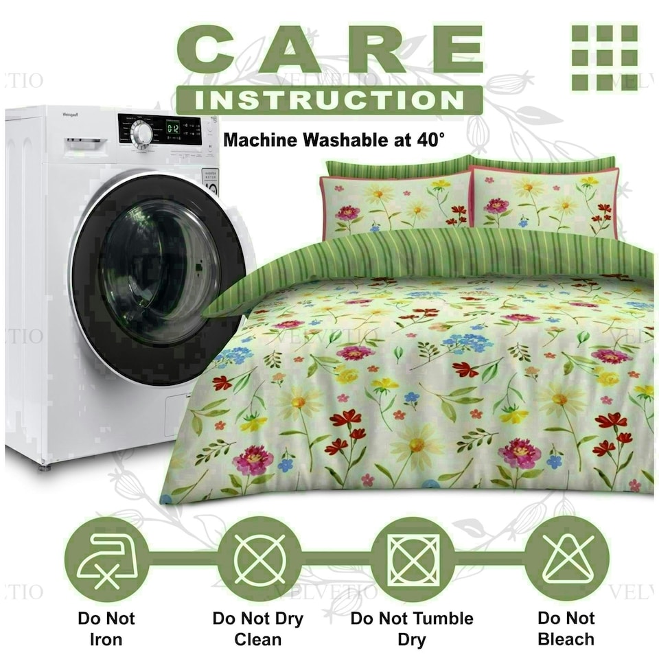 image 1 of Delphie Printed Duvet Cover Set Reversible Polycotton Beddings Multi | King