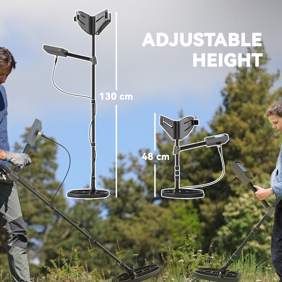 image 1 of Outsunny Metal Detector for Adults and Beginners, Gold Detector with Higher Accuracy IP68 Waterproof Coil, 5 Professional Modes with Pinpoint & Memory Mode, Bigger Backlit LCD Display with DSP Chip