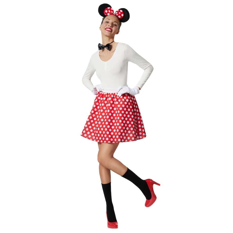 image 1 of Womens Fancy Dress Costume - Lady Mouse | Red | black/red/white | S | 1