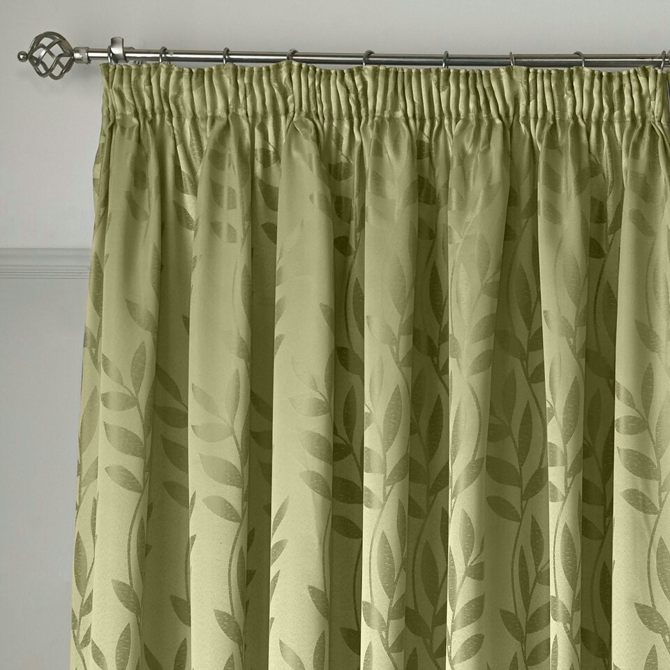 image 1 of Voli Pencil Pleat Taped Top Lined Curtains - 229cm x 229cm - Sage