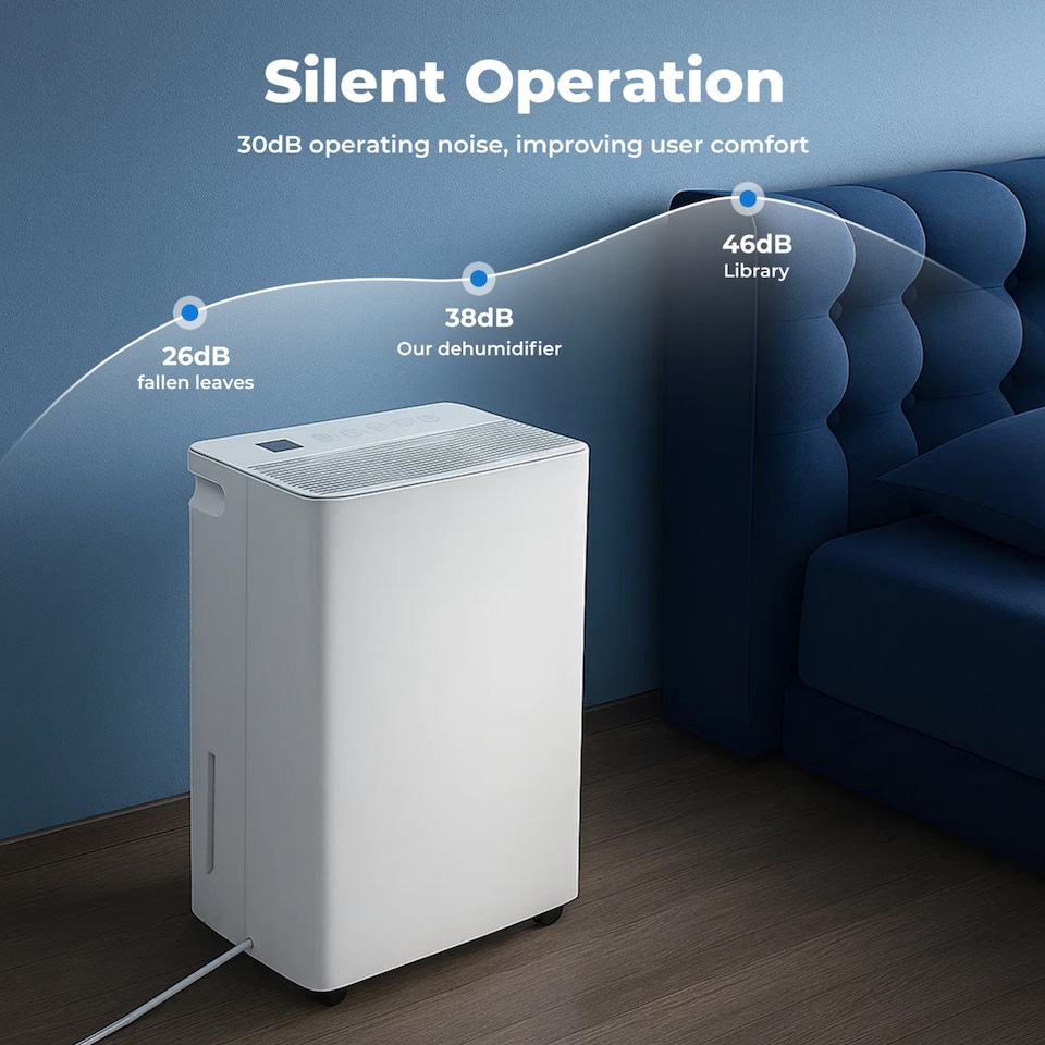 image 1 of Spector 10L Portable Dehumidifier White Air Purifier Quiet Moisture Extractor | White