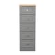 image 1 of Surrey 5 Drawer Tall Bedside Cabinet in Dusk Grey & Bardolino Oak (Ready Assembled) | Grey | Dusk Grey & Bardolino Oak