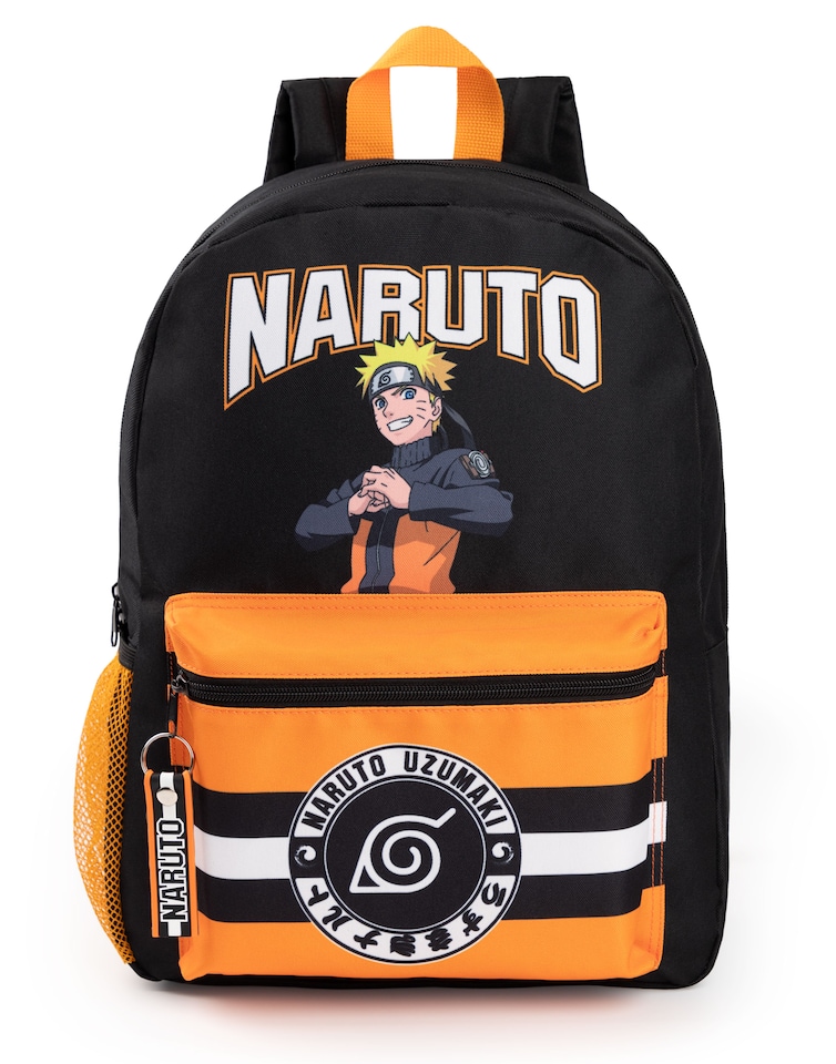 image 1 of Naruto Shippuden Boys Backpack | Black & Orange Rucksack with Adjustable Straps | Uzumaki Hokage Practical & Organised Luggage Sports School Bag For Kids | Anime Series Merchandise Gift | Black | Black