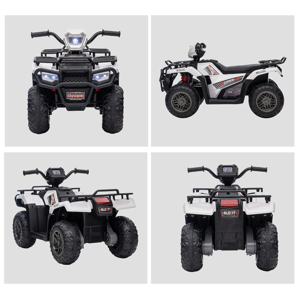 image 1 of HOMCOM 12V Electric Quad Bike for Kids w/ LED Headlights, Music - White