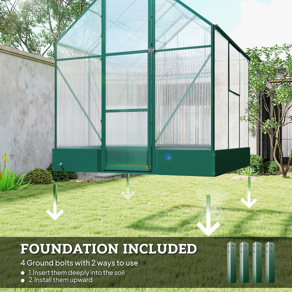 image 1 of Outsunny Walk-in Greenhouse Garden Polycarbonate Aluminium w Smart Window 6x6ft