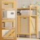 image 6 of HOMCOM Double Tilt Out Laundry Cabinet Bamboo Laundry Hamper Cabinet | Brown | Natural, Cream White | 82W x 33D x 88H cm