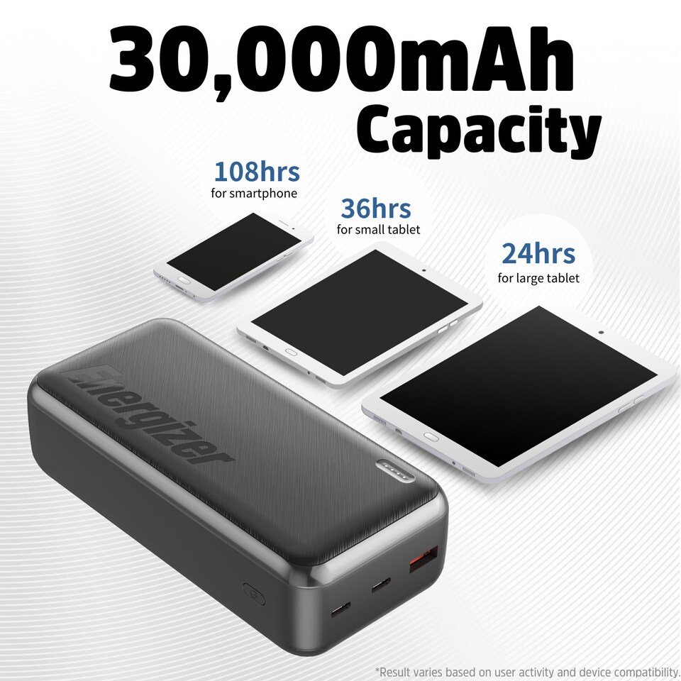 image 1 of Energizer UE30055PQ 30,000 mAh Power Bank Black
