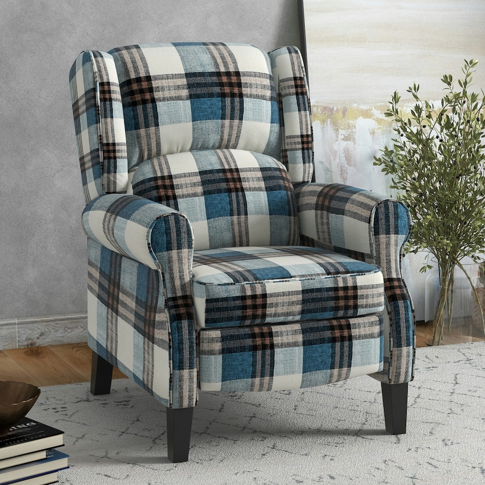 image 1 of HOMCOM Recliner Chair for Living Room Wingback Chair with Padded Armrest Blue