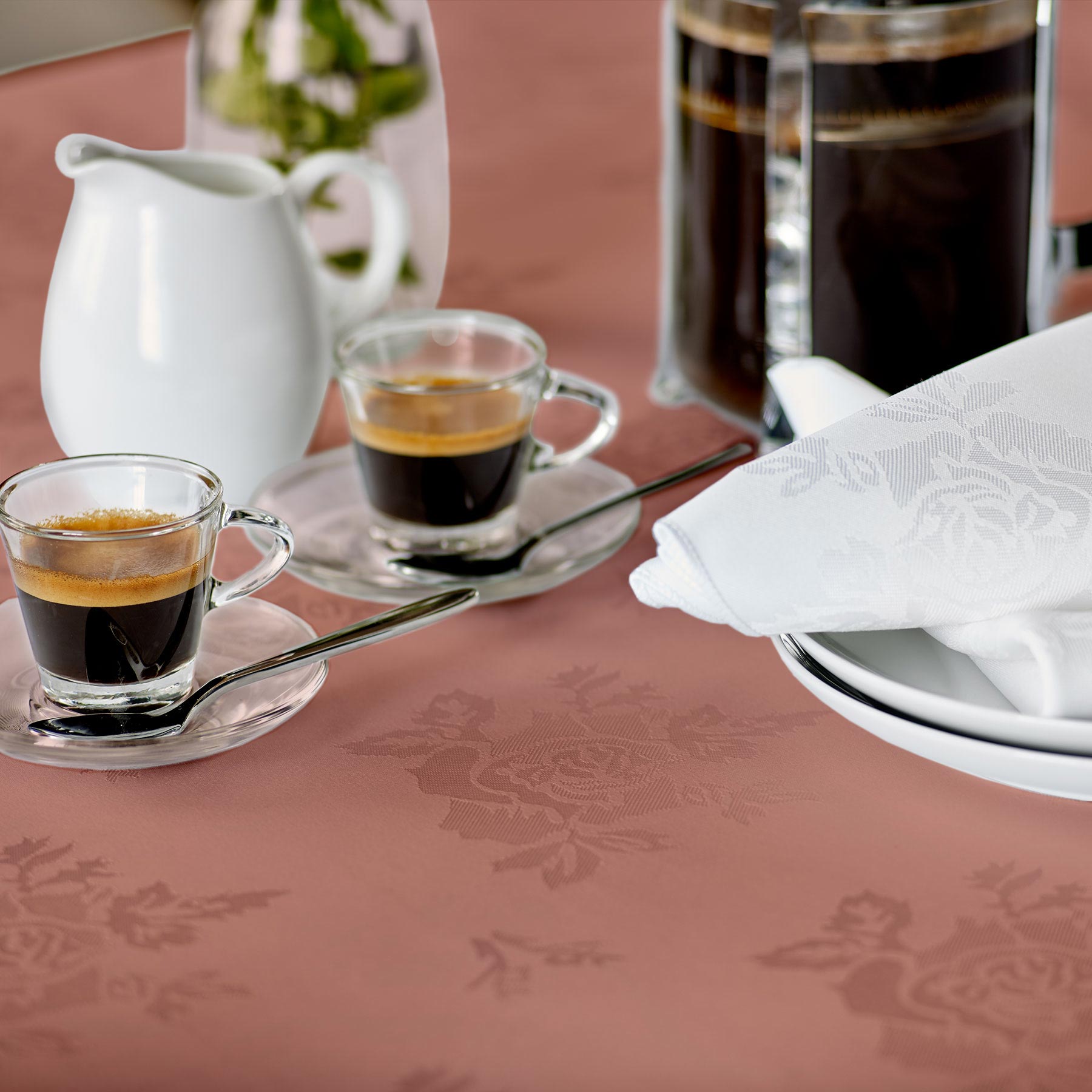 Vision Polyester Rose Design Tablecloth in Dusty Pink | Size: 178 cm x 178 cm