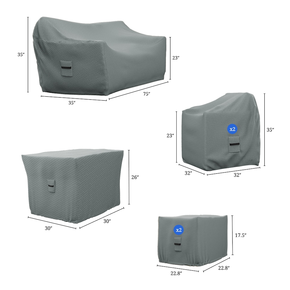 image 1 of Covers&All Patio Furniture Set Cover For 5 Piece Wicker Outdoor Seating Group, Water UV &, 1 Sofa Cover, 75 in L × 35 in W × 35 in H × 23 in FH x
