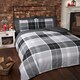 image 2 of Argyle Design Tartan Polyester Duvet Set With Pillowcase Grey | Single