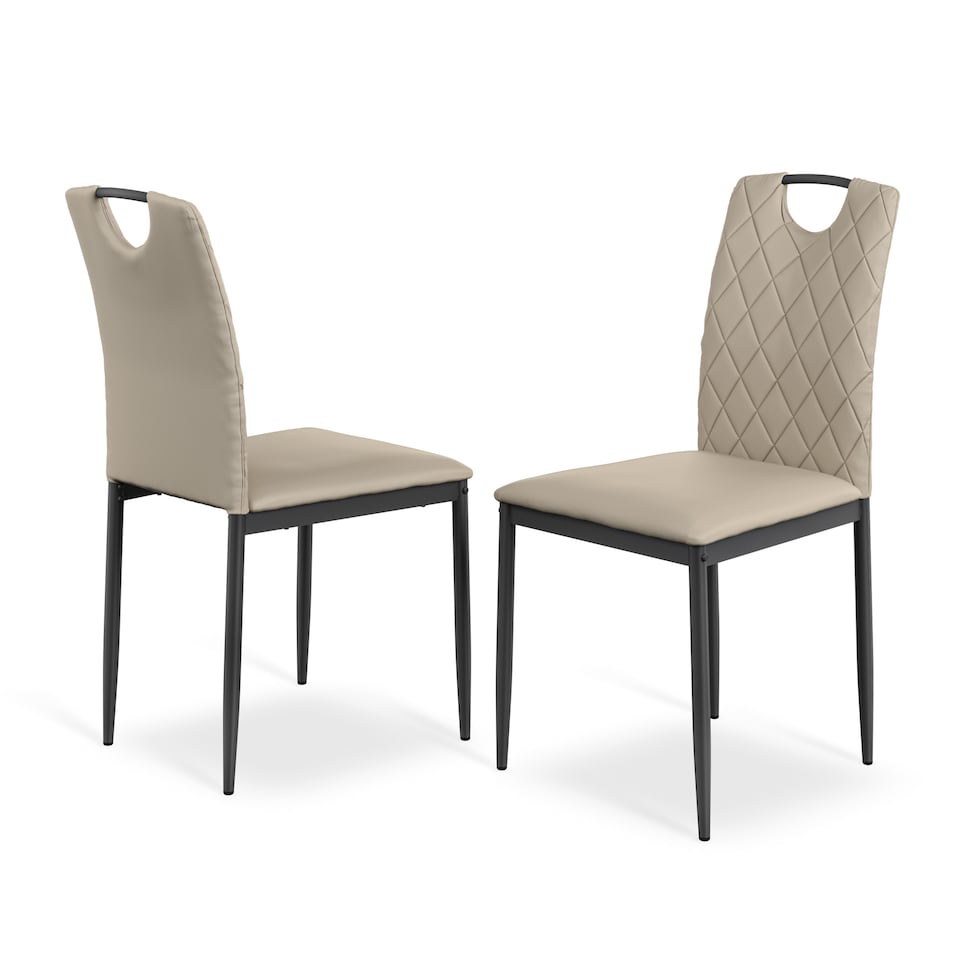 image 1 of Set Of 2 Monza Faux Leather Dining Chair Modern Padded Seat Metal Legs Kitchen | Cream | Beige | One Size