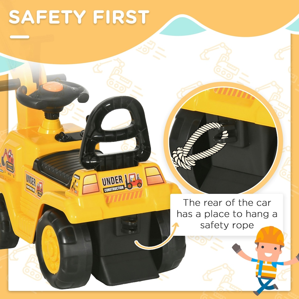 image 1 of HOMCOM 2 in 1 Kids Ride On Tractor with Buckle, for 1.5-4 Years Old, Yellow