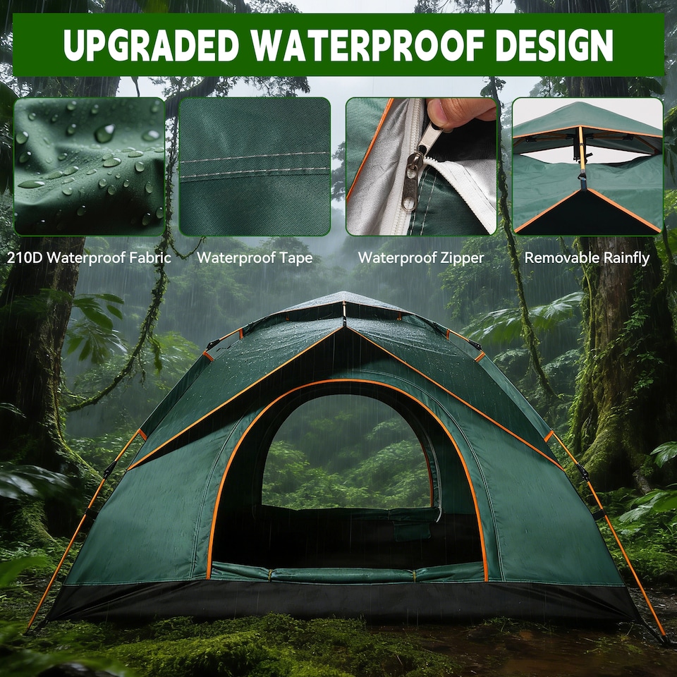 image 1 of Waterproof & Windproof Backpacking Green Tent for 1-2 People