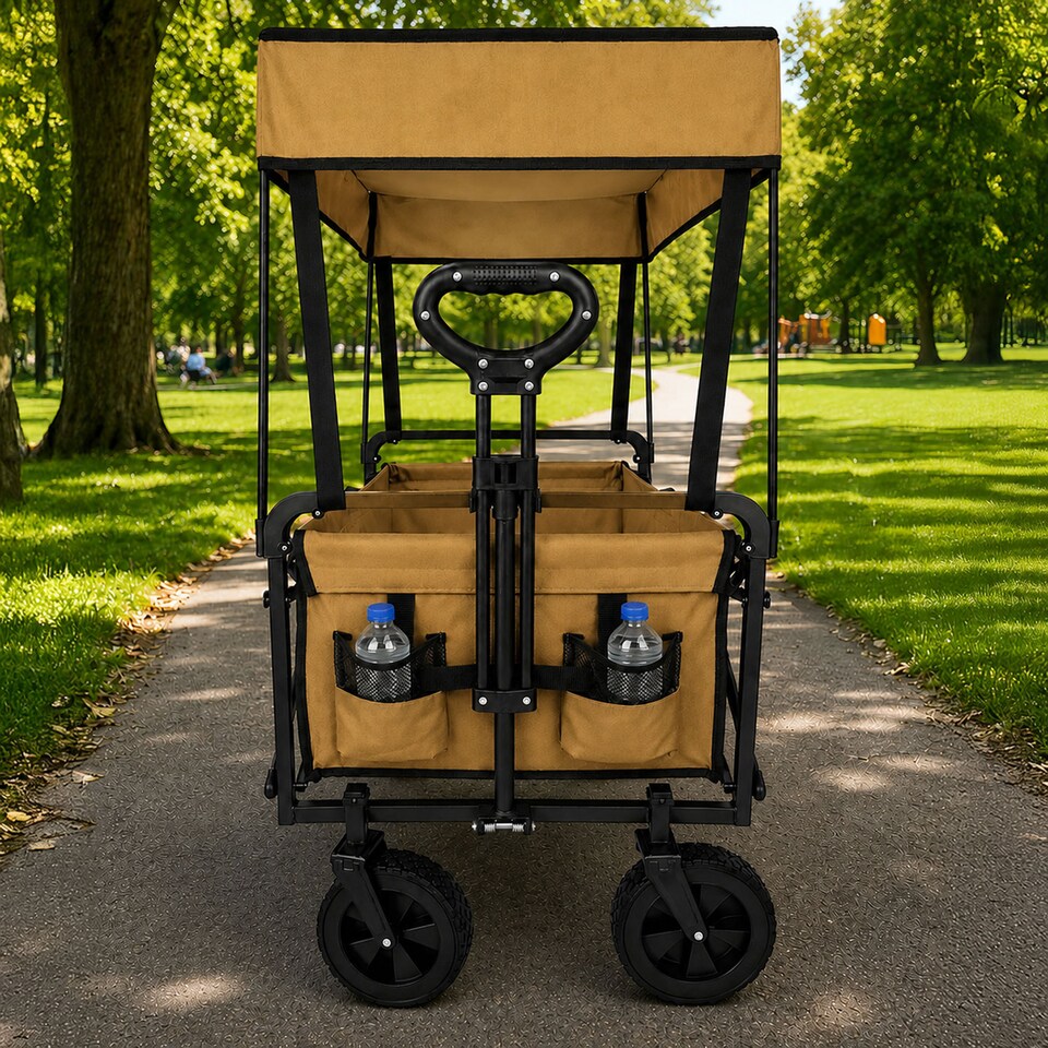 image 1 of Neo Heavy Duty Folding Wagon Cart 300L Collapsible Trolley Adjustable Handle