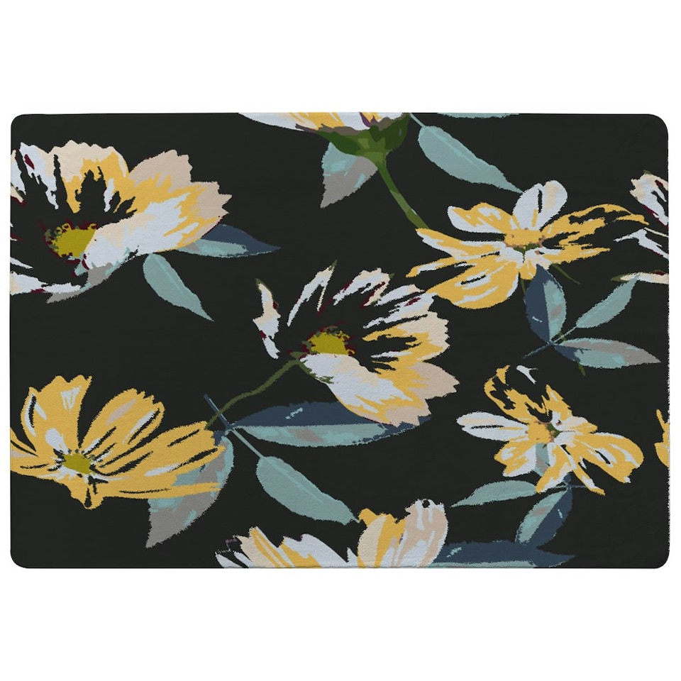 image 1 of Yellow Flowers on Green (Rug) Yellow | Large: 140x200cm