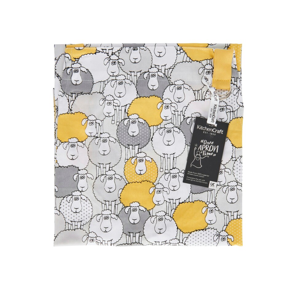 image 1 of KitchenCraft Apron Grey Sheep Cotton Yellow