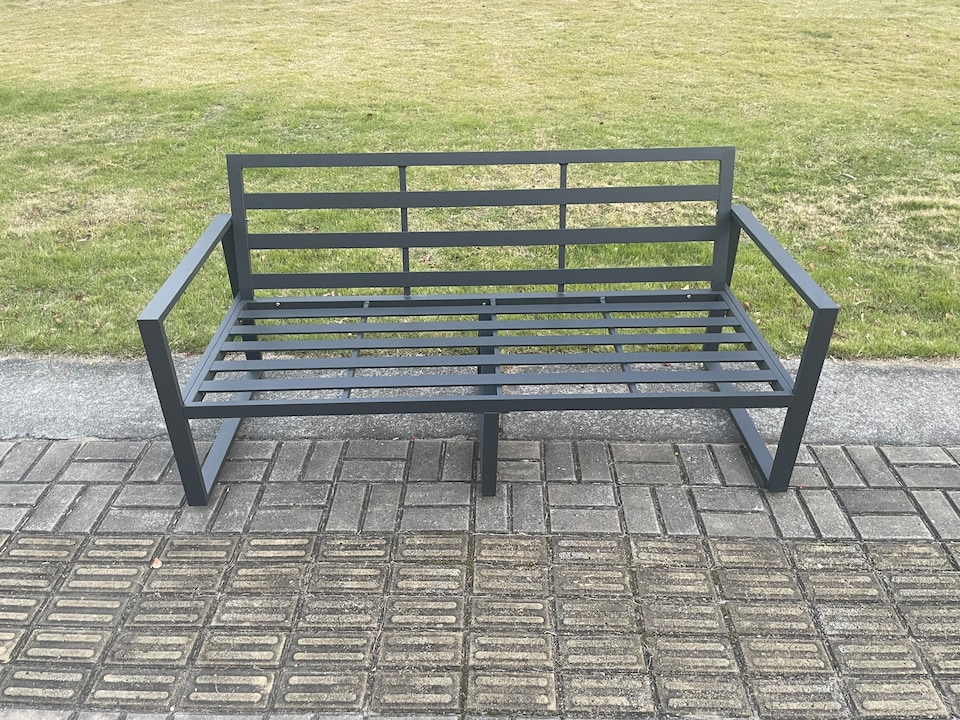 image 1 of Fimous Aluminium Outdoor Garden Sofa Patio Lounge 3 Seater Sofa for Balcony, Terrace,Swimming Pool Dark Grey