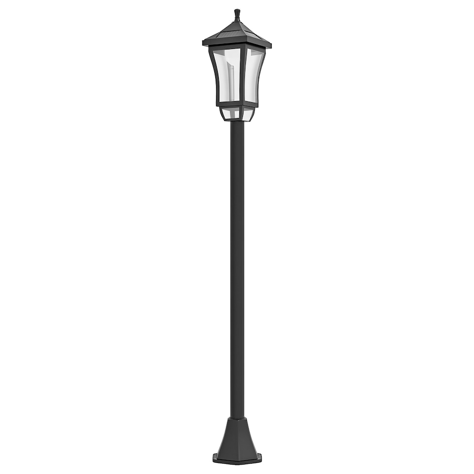 image 1 of Outsunny 1.3 m LED Garden Lamp Post Light, Waterproof IP44, Cool White | Black | Black