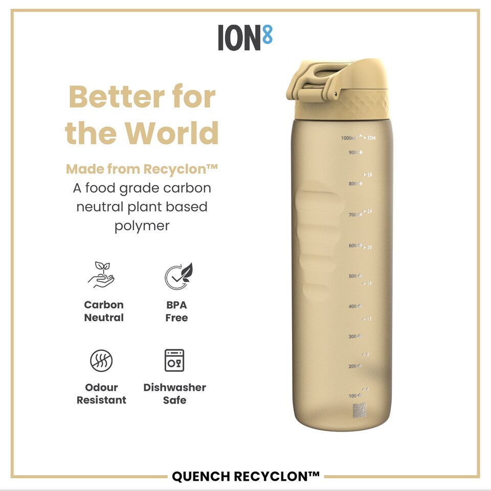 image 1 of Leak Proof 1 Litre Water Bottle, BPA Free, 1000ml (32oz) | Yellow | Desert | 1L