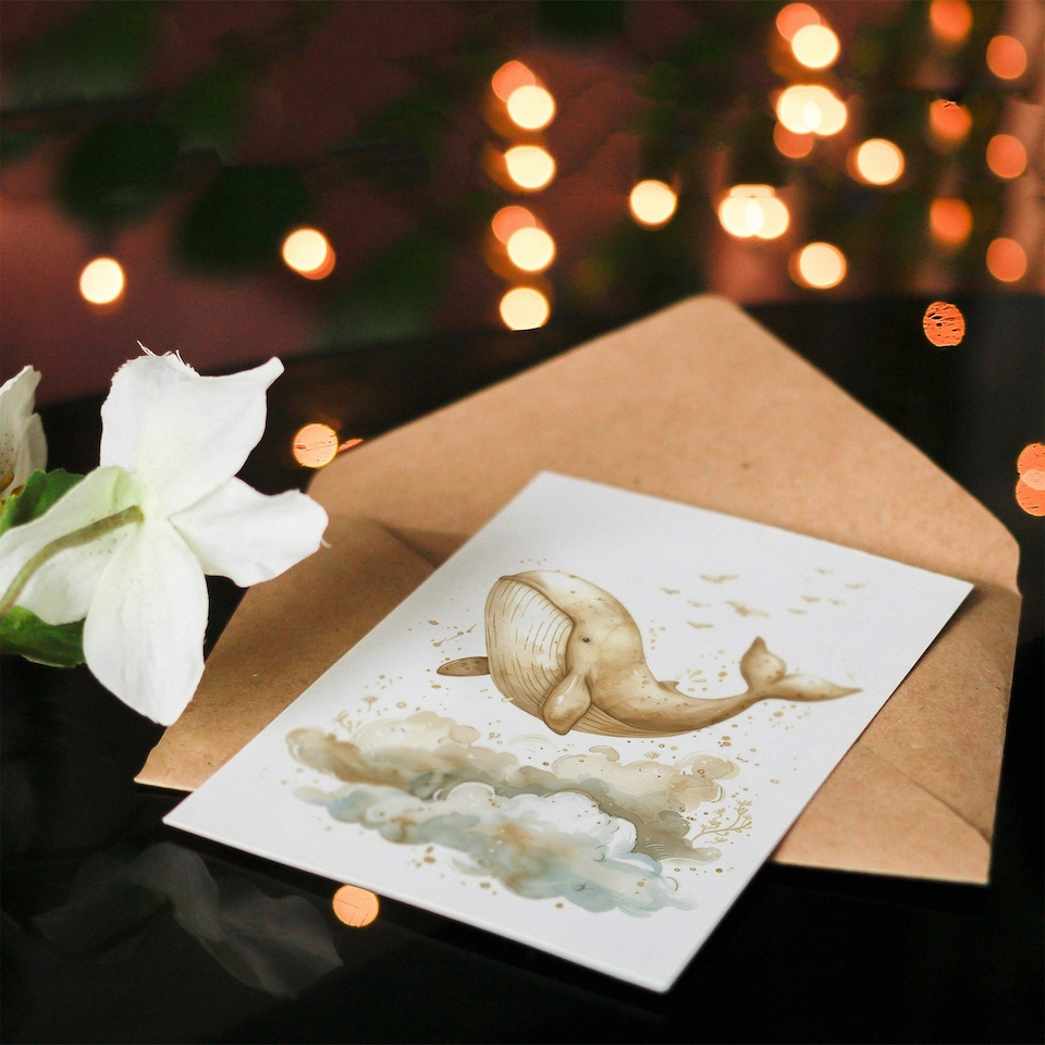 image 1 of Cute Flying Birds Clouds Illustration Girl Daughter Son Birthday Card