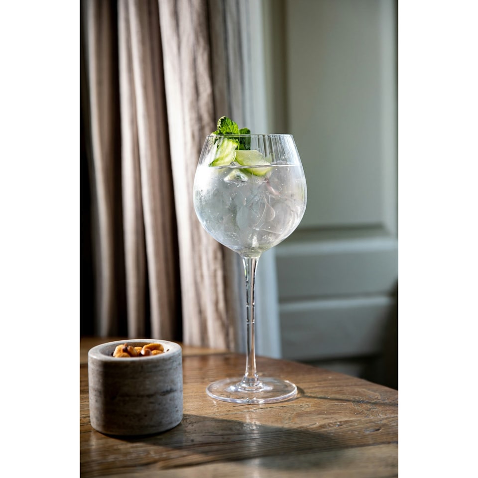 image 1 of BarCraft Handmade Ribbed Gin Glasses Gift Box Set of 2