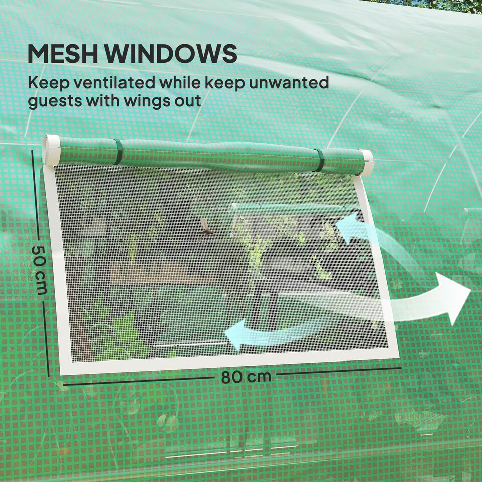 image 1 of Outsunny Tunnel Greenhouse, Upgraded Structure, Hinged Doors, 6 x 3(m), Green