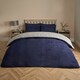 image 1 of OHS Reversible Soft Teddy Fleece Duvet Cover and Pillowcase Bedding Set, King - Navy Blue/Grey