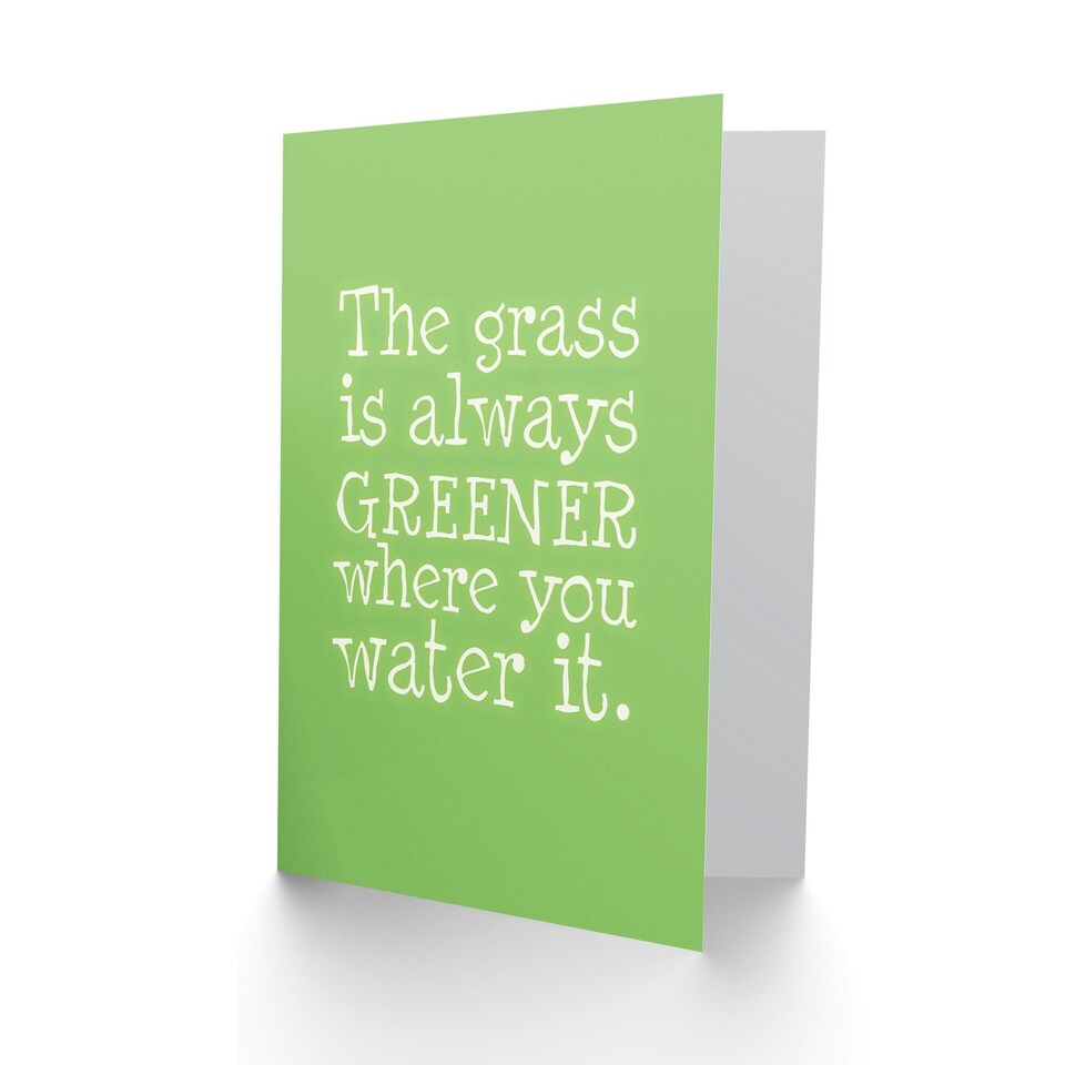 image 1 of Grass Always Greener Water It Green Spring Quote Card