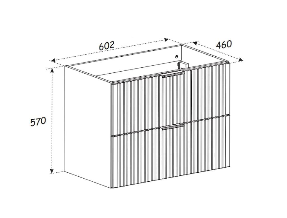 image 1 of Bathroom Vanity Unit 600mm Sink Cabinet Beige Cashmere Modern Wall Floating Fluted Ribbed Drawers Storage Adel