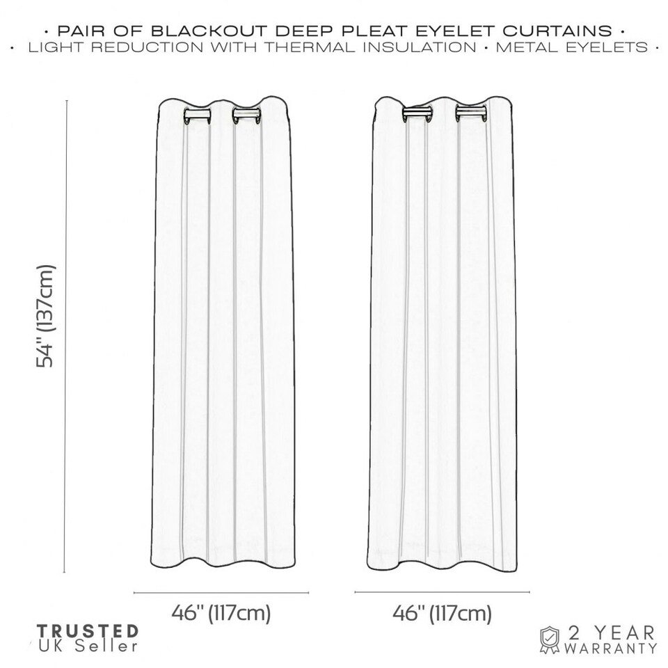 image 1 of Grey Eyelet Curtains - Thermal Blackout Curtains  - 66 x 72 Inch Drop - 2 Panel Grey