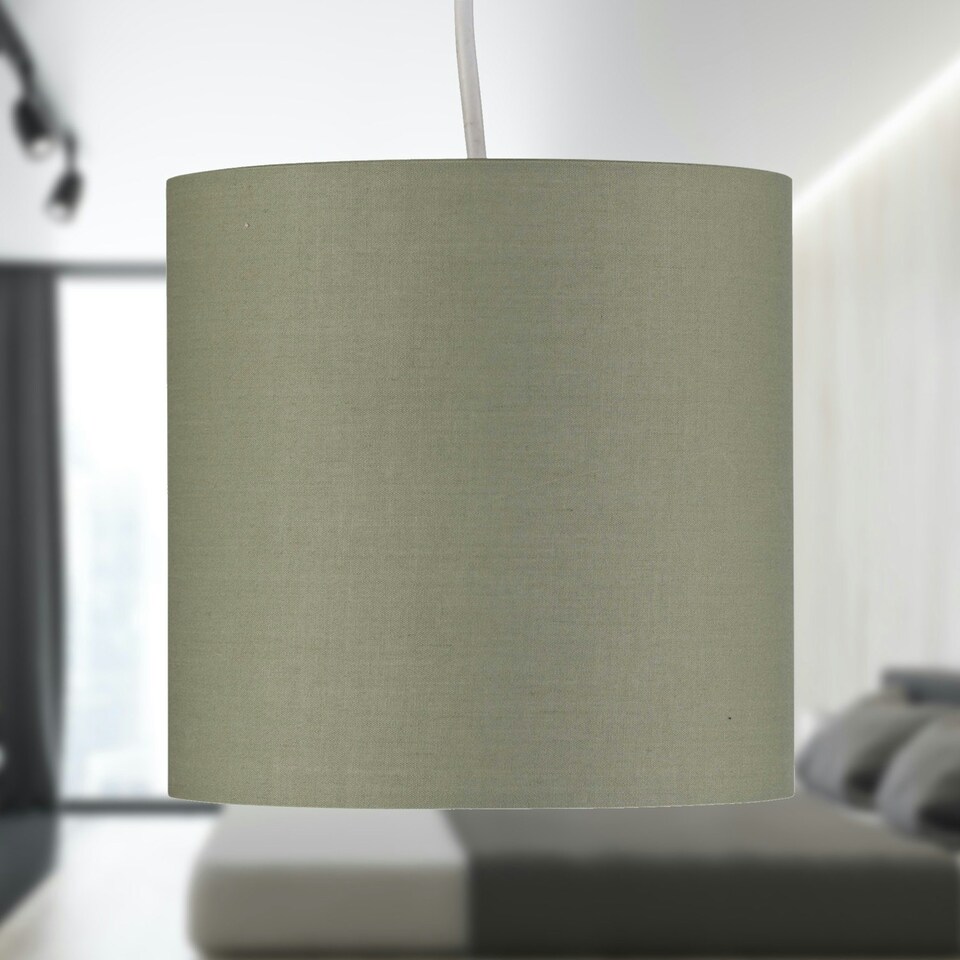 image 1 of Set of 2 Sage Green Textured Cotton 17cm Table Lamp Shades Green