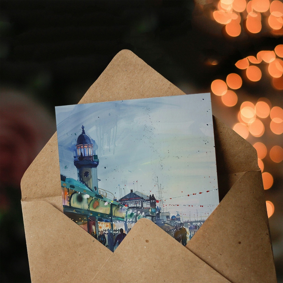 image 1 of Evening Promenade Walk Watercolour Painting Birthday Card