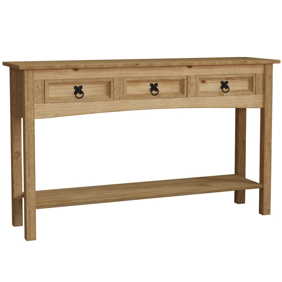 image 1 of Vida Designs Corona 3 Drawer Console Table With Shelf, Solid Pine Wood