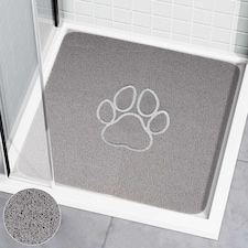 Embossed Spaghetti Anti Slip Square Shower Mat - Paw - 53cm x 53cm | Grey | Grey | Square 53x53cm