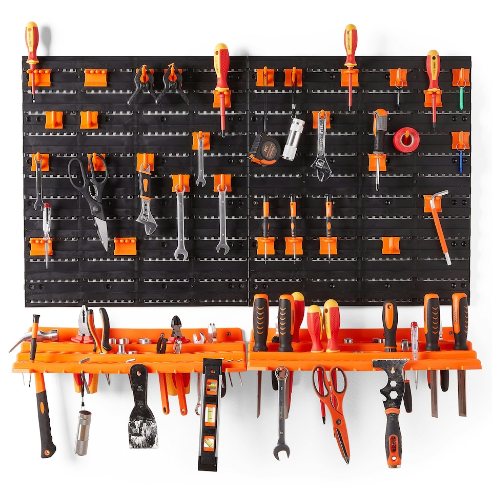 image 1 of VonHaus Garage Tool Storage with Shelf and Pegboard for Multiple Tools