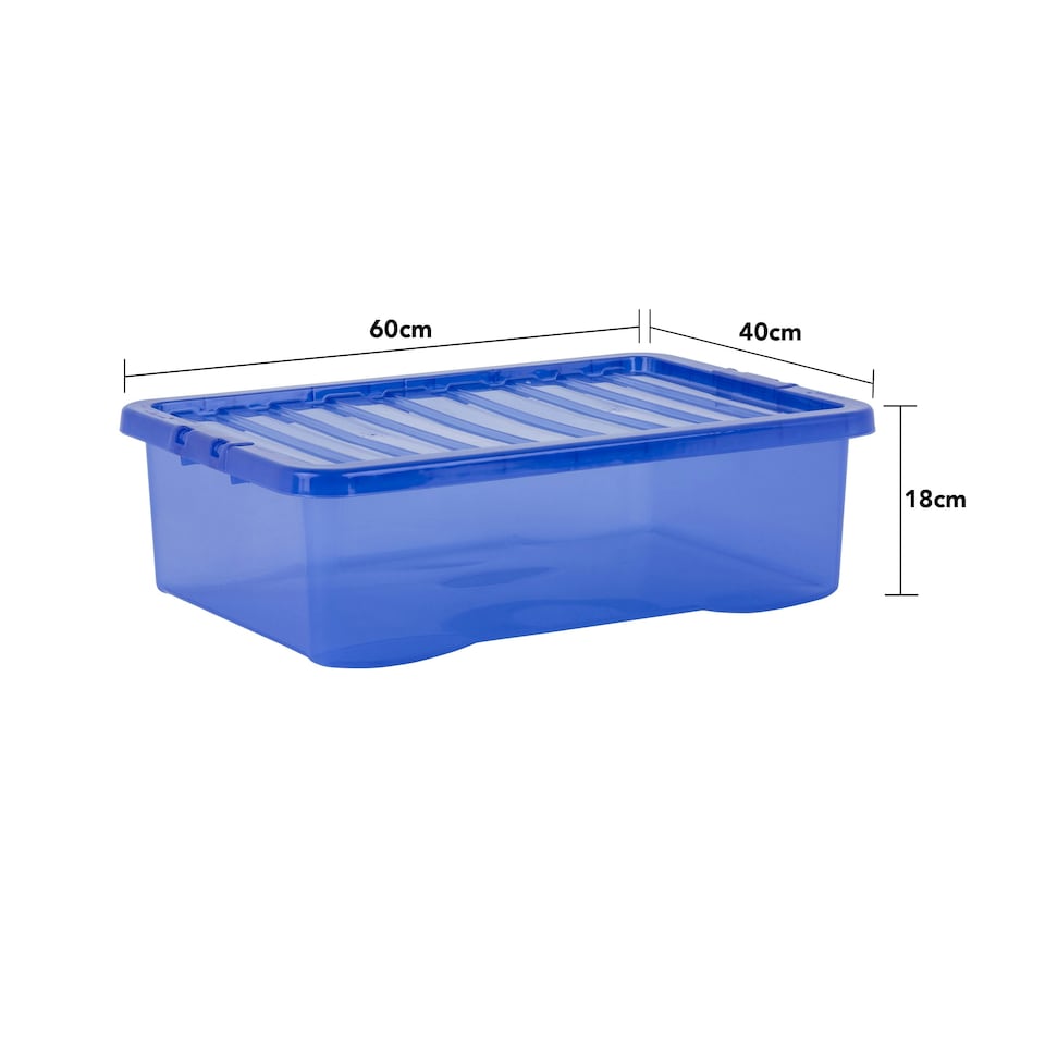 image 1 of Wham Crystal 5 x 32L Stackable Plastic Storage Boxes with Lids Blue