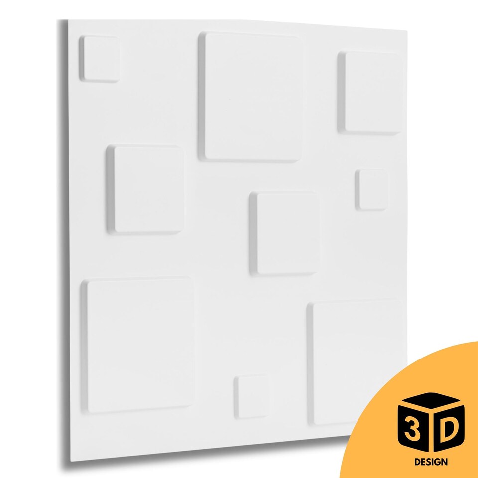 image 1 of NOVECRAFTO Decorative 3D Wall Panels (50cm x 50cm) 3D Blocks Design PVC Cladding Panel