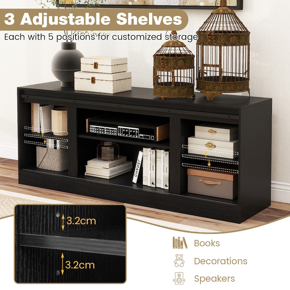 image 1 of COSTWAY Entertainment Center Farmhouse TV Stand for 70 Inch TVs Black