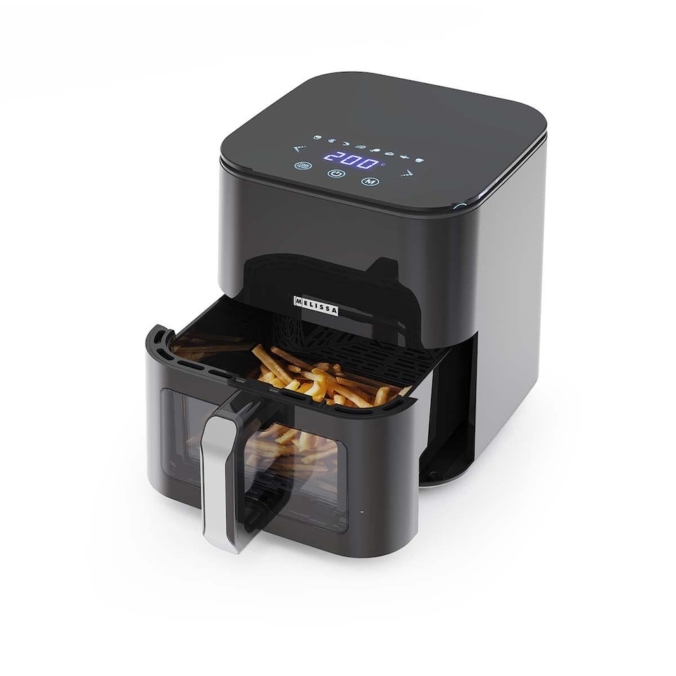 image 1 of Digital Hot Air Fryer XL, 5L Large Capacity Oil Free Cooker with Viewing Window, 8 Cooking Presets, 60 Minute Timer and Touch Screen Control - Black