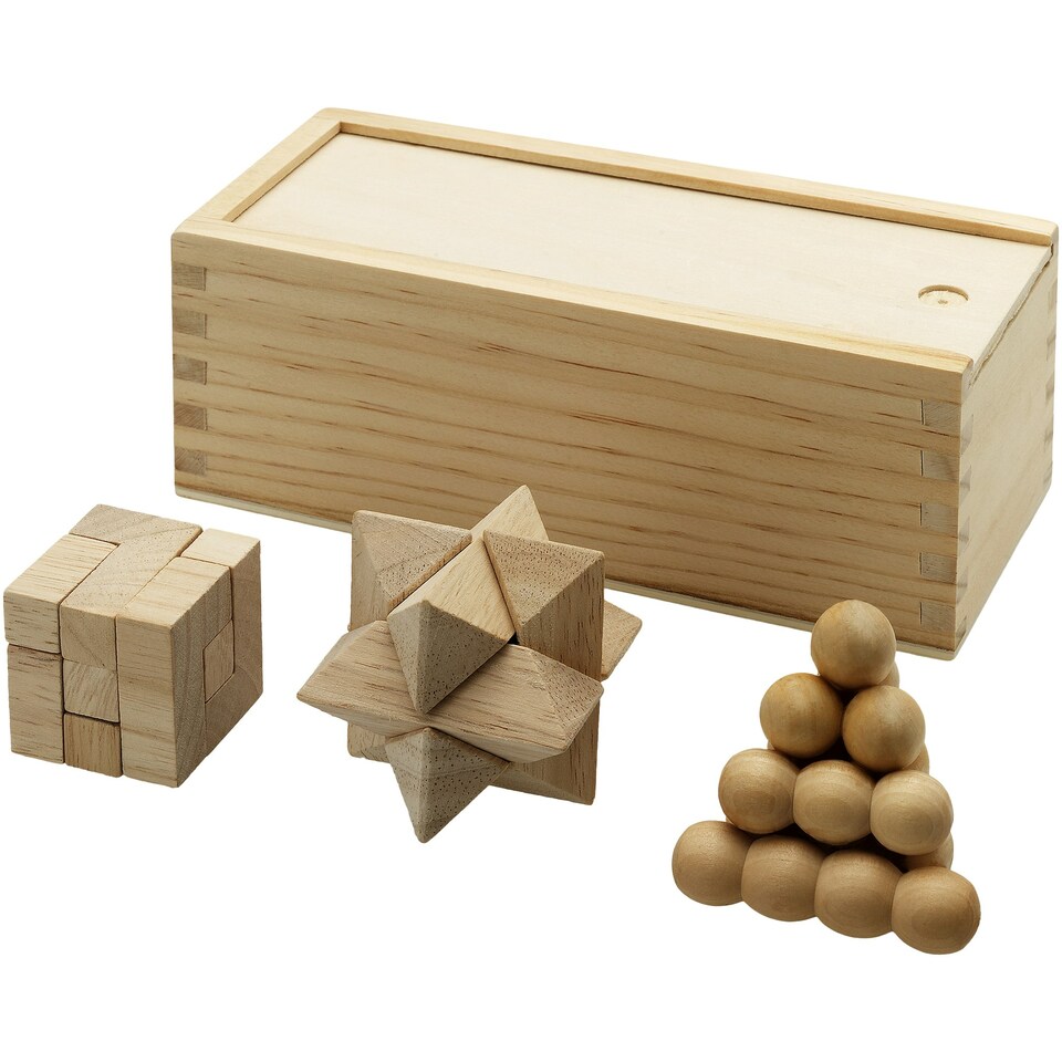 Bullet Brainiac 3 Piece Wooden Brainteasers - Wood - 18.1 x 7.8 x 7 cm