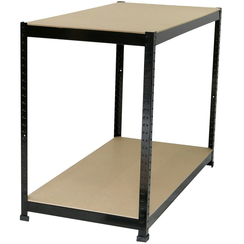 image 1 of Oypla Industrial Heavy Duty Steel Workbench Table Shelving Garage Shed Black
