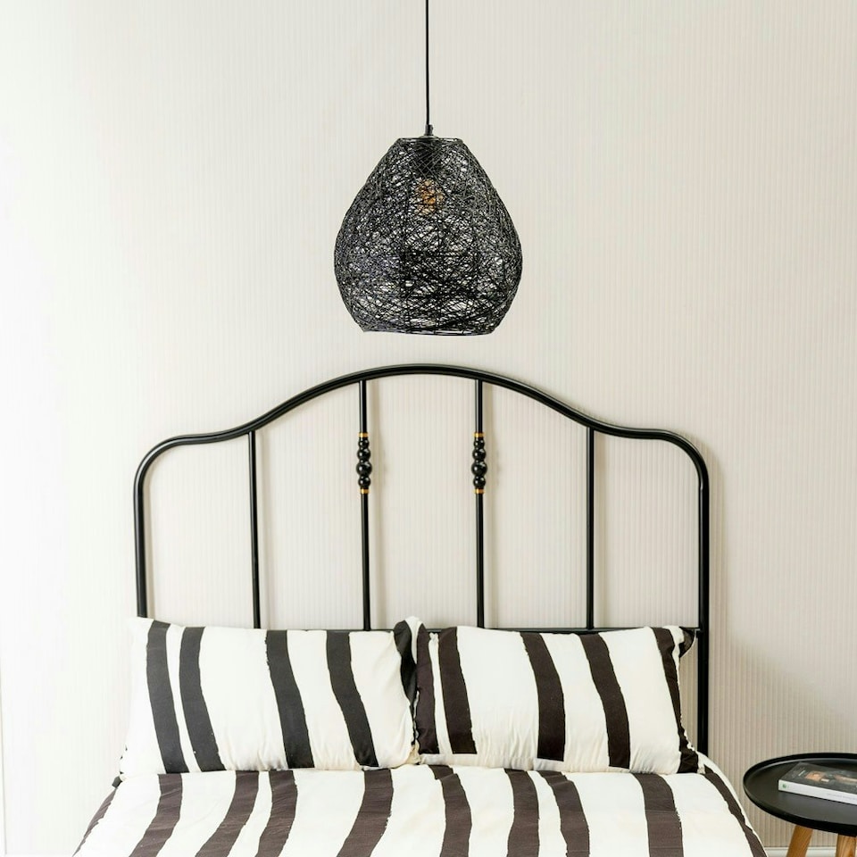 image 1 of ValueLights Hopper Fabric Black Oval Ceiling Pendant Shade