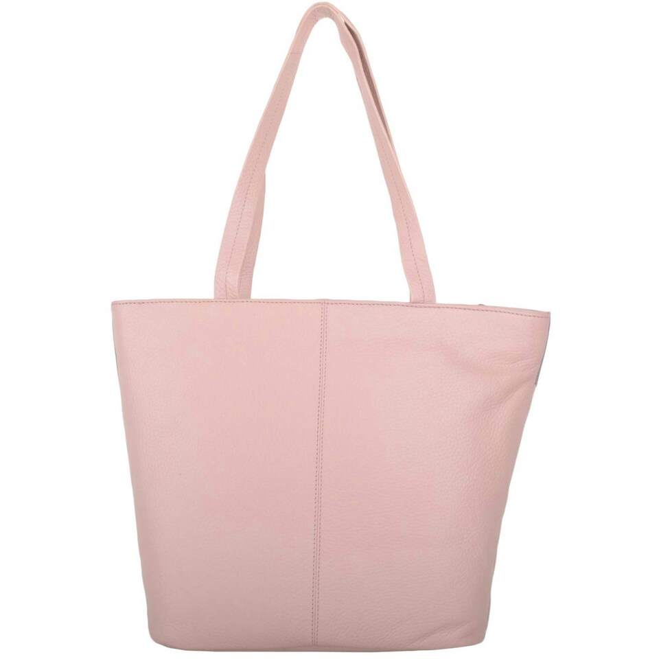 image 1 of Multi-Colour Large Genuine Leather Holiday / Beach Shoulder Bag Grey | Grey/Pink