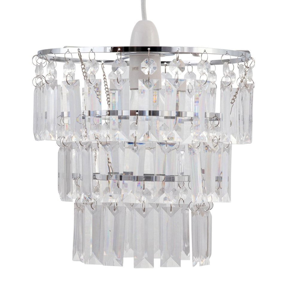 image 1 of Three Tier Acrylic Crystal Light Shade | Clear | Chrome | Medium | 1