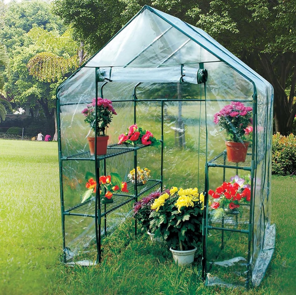 image 1 of Large Walk In Greenhouse w/PVC Cover Garden Grow Green House with 8 Shelves