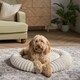 image 2 of OHS Ribbed Round Plush Plump Soft Warm Cosy Pet Dog Cat Cushioned Donut Bed Cream | L