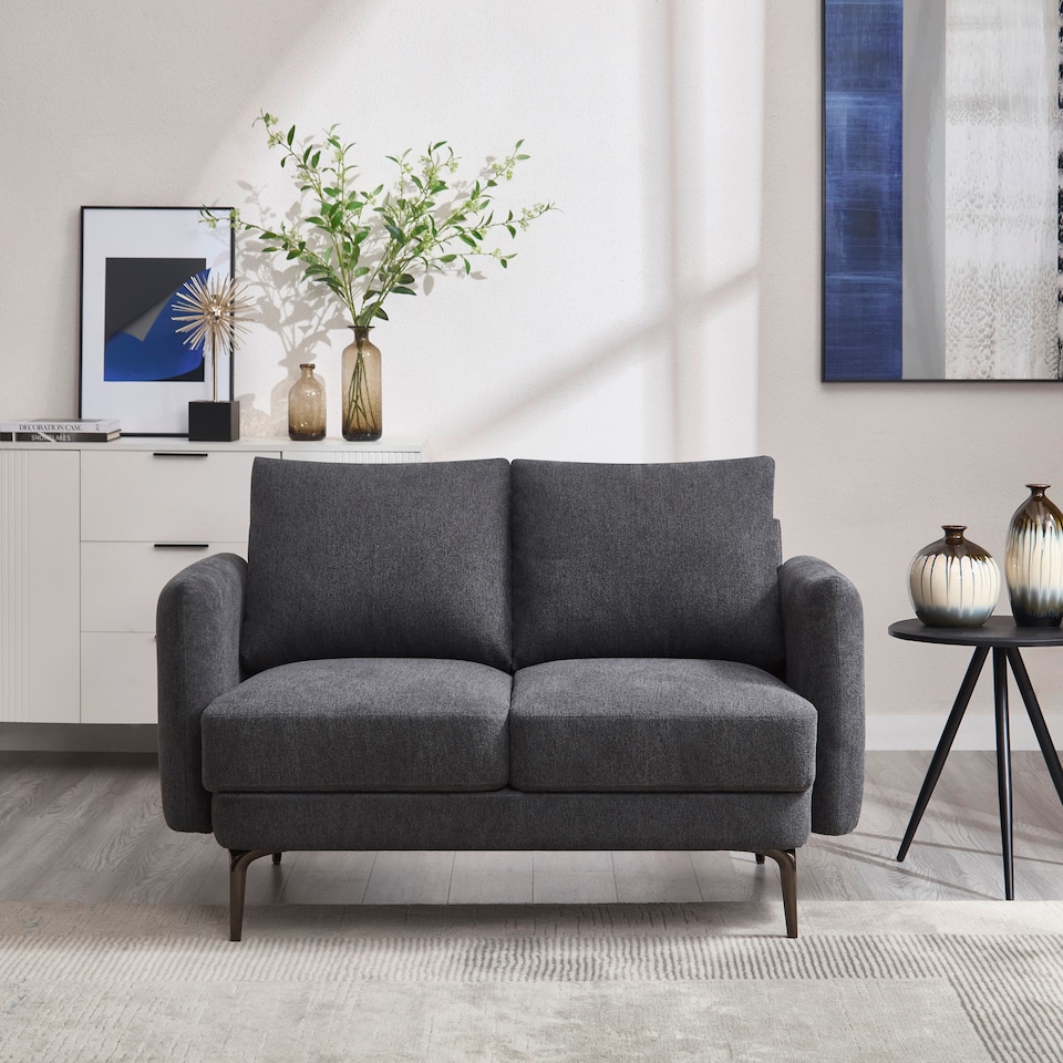 image 1 of Sofia 2 Seater Fabric Scandi Style Sofa | Grey | Grey