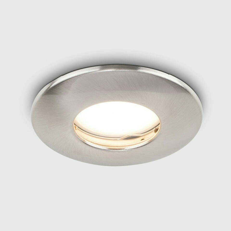 image 1 of ValueLights 4 Pack Fire Rated Bathroom Brushed Chrome Domed GU10 Ceiling Downlights