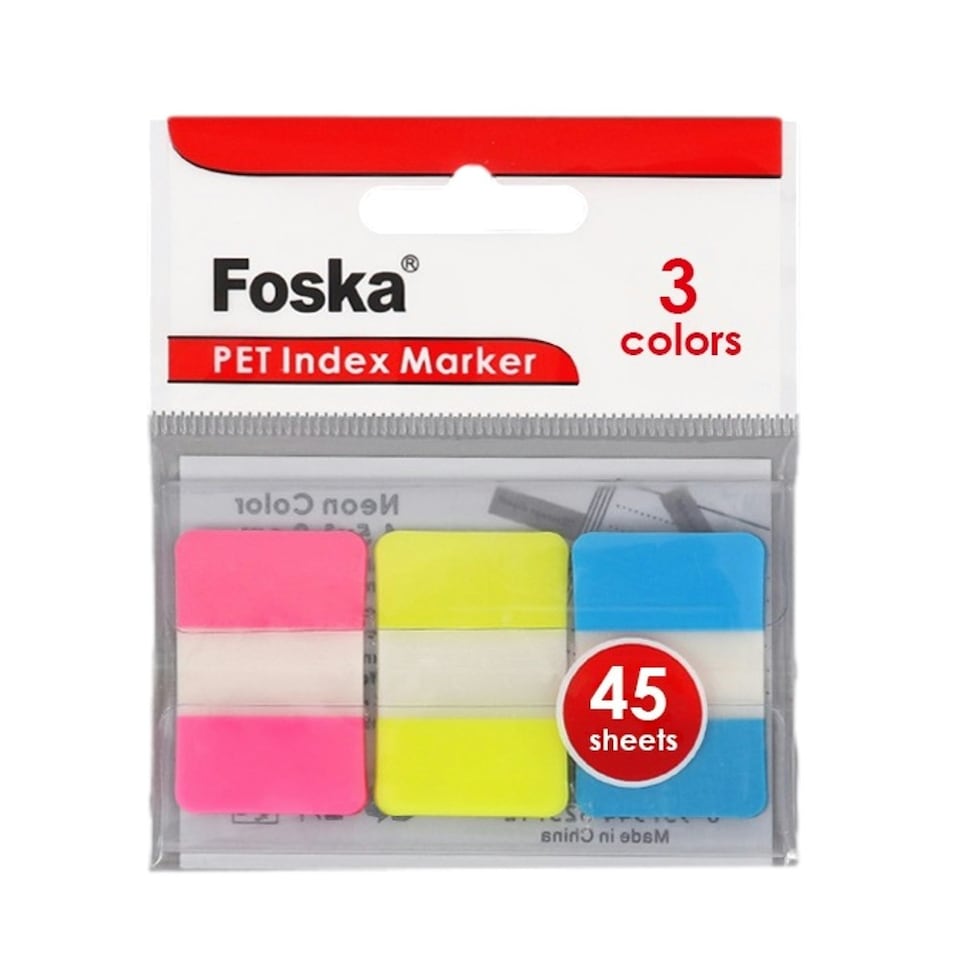 image 1 of Pack of 45 PET Sticky Index Page Markers 25 x 38mm